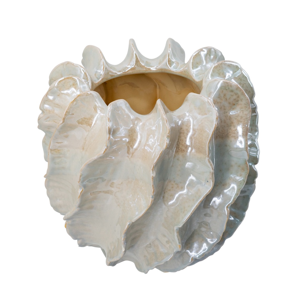 Artekko Glazed Μπεζ Κεραμικό Βάζο (27x27x25.5)cm