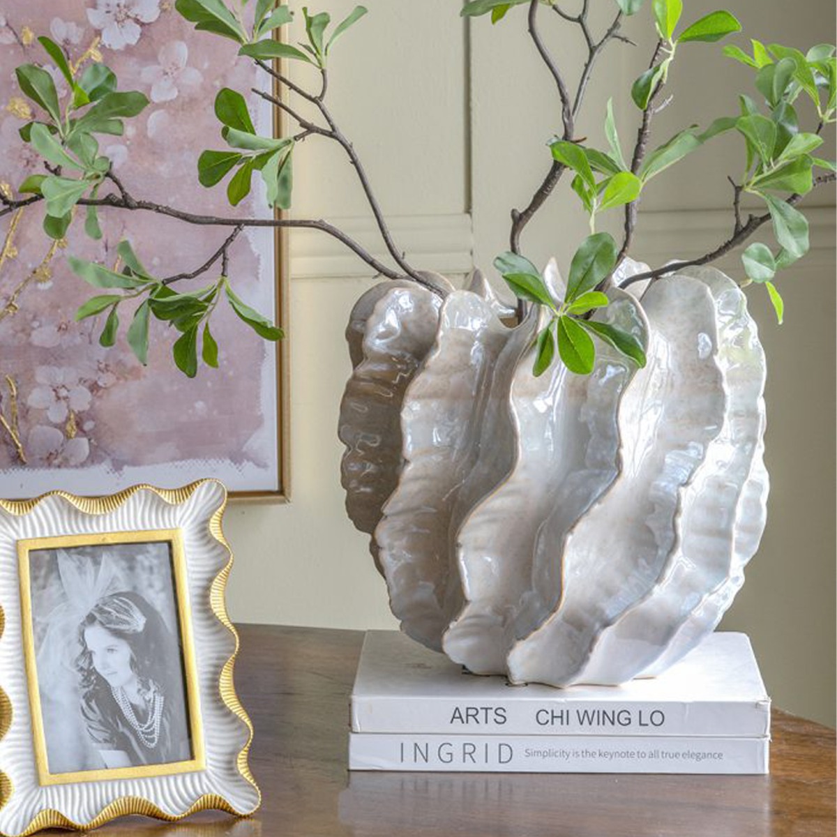 Artekko Glazed Μπεζ Κεραμικό Βάζο (27x27x25.5)cm