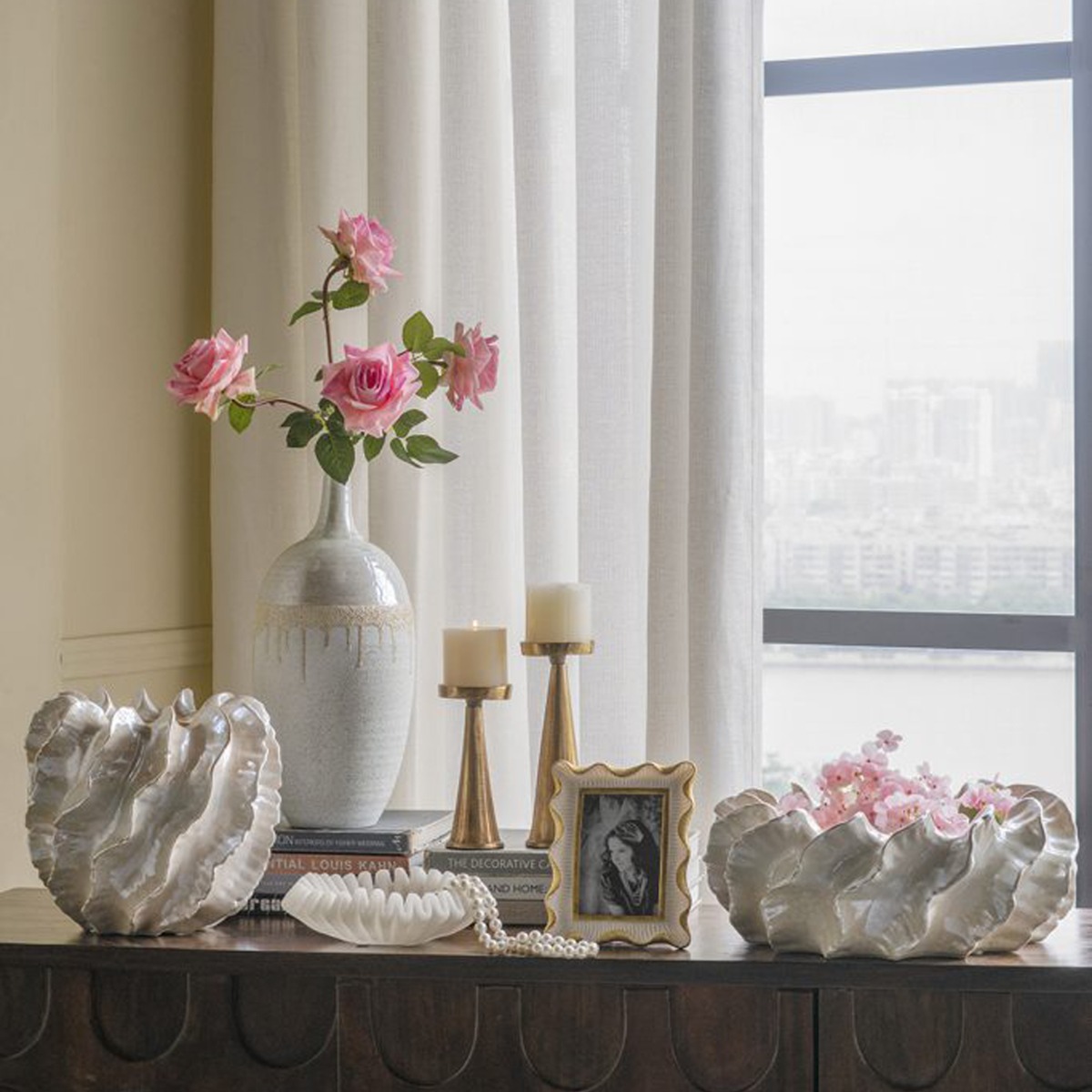 Artekko Glazed Μπεζ Κεραμικό Βάζο (27x27x25.5)cm