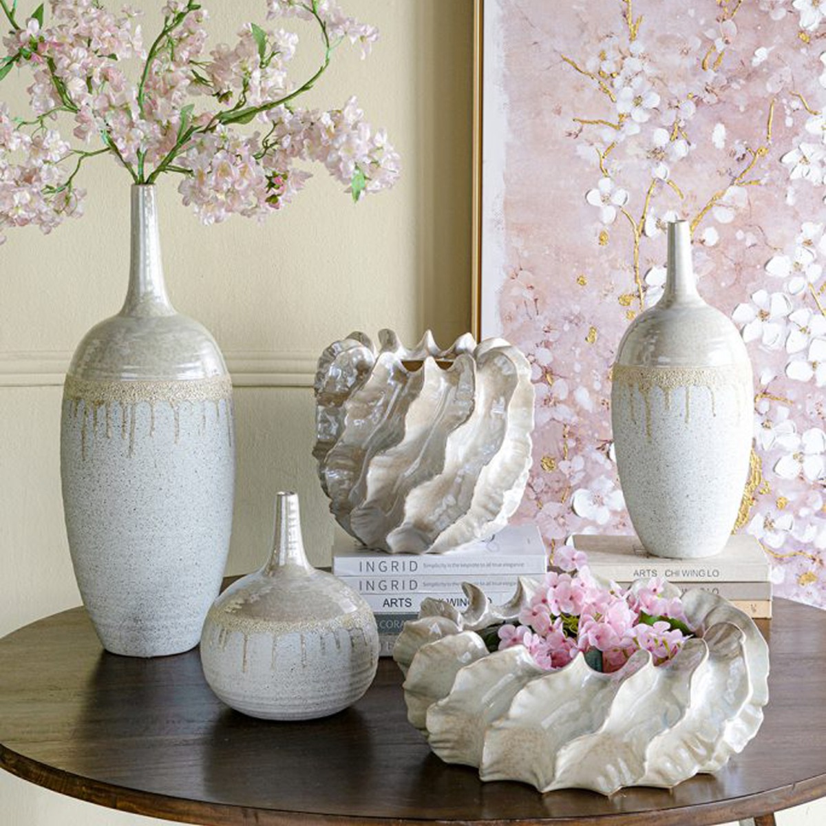 Artekko Glazed Μπεζ Κεραμικό Βάζο (27x27x25.5)cm