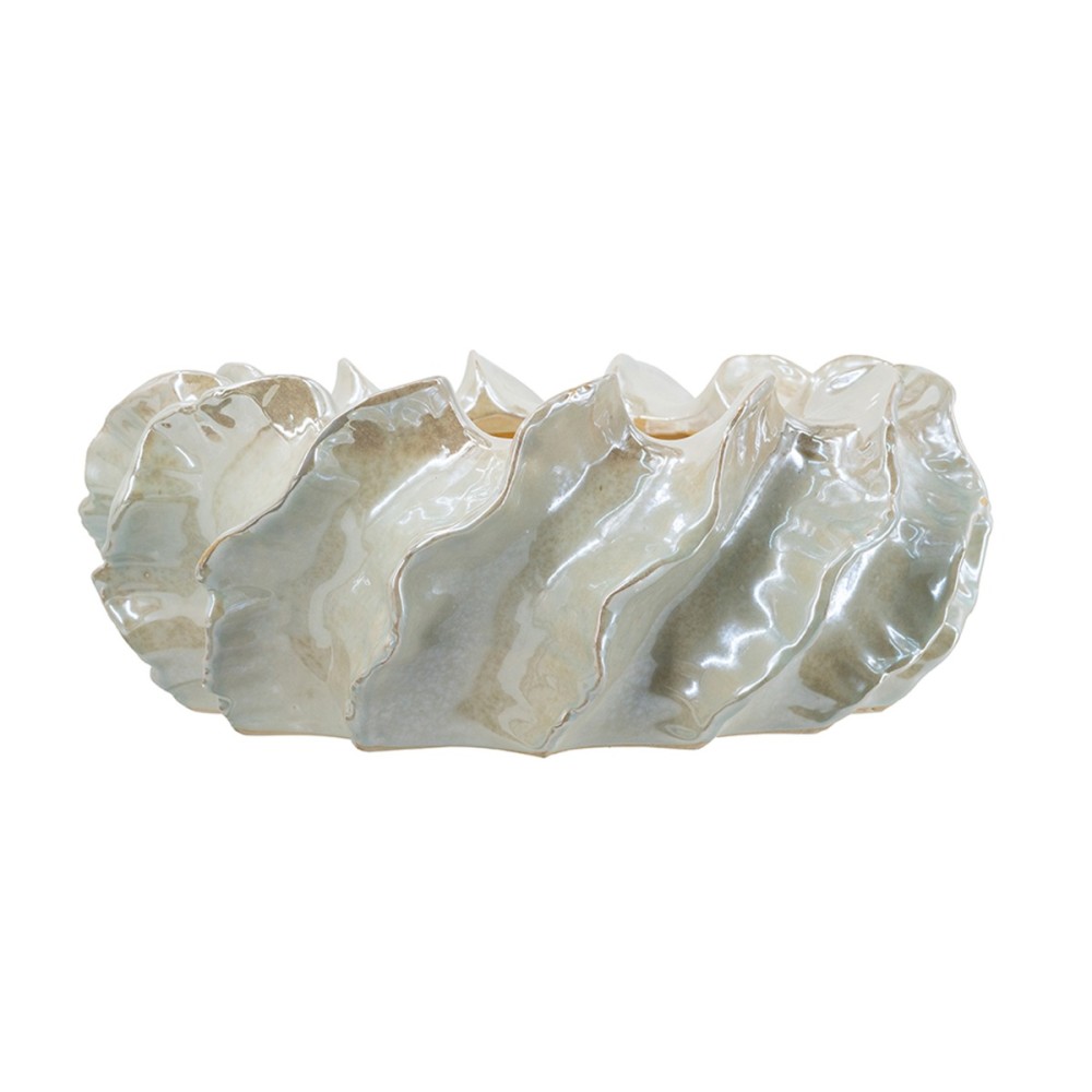 Artekko Glazed Μπεζ Κεραμικό Βάζο (40x40x15)cm