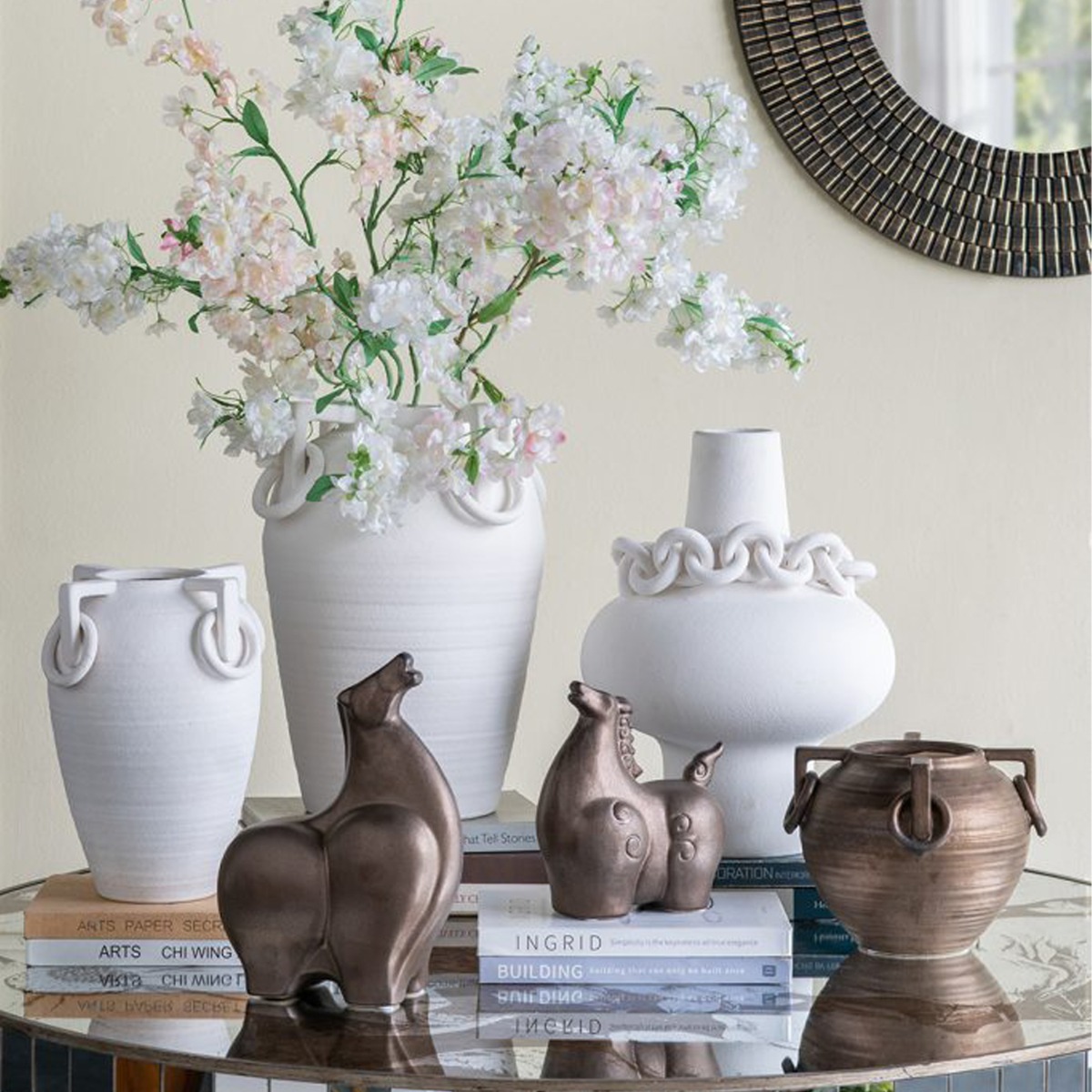 Artekko Candia Μπρονζέ Κεραμικό Βάζο (20.5x20.5x18)cm