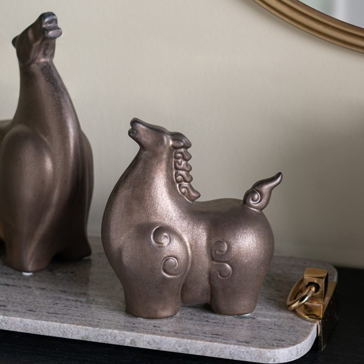 Artekko Candia Μπρονζέ Κεραμικό Διακοσμητικό Άλογο (18.5x10.5x20)cm