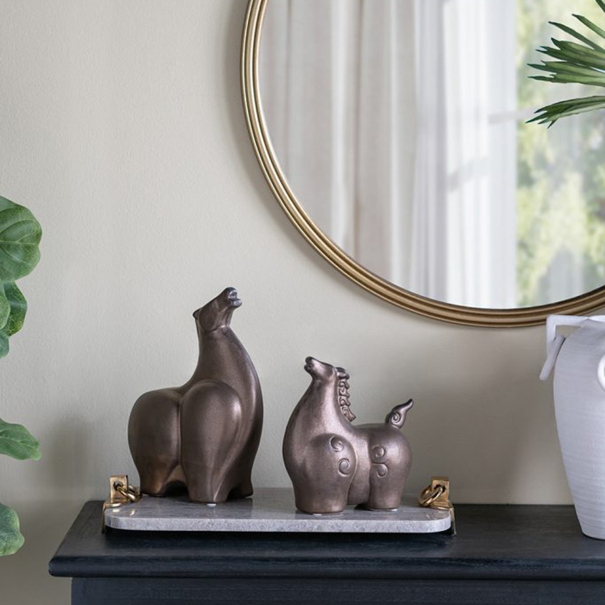 Artekko Candia Μπρονζέ Κεραμικό Διακοσμητικό Άλογο (18.5x10.5x20)cm