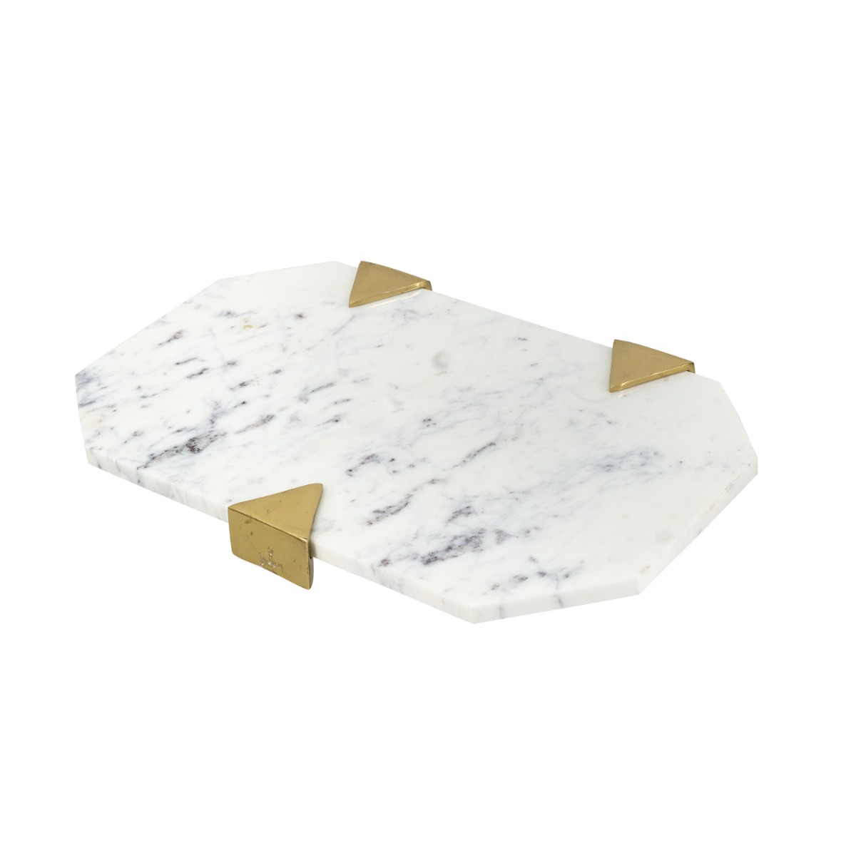 Artekko Marble Λευκός Μαρμάρινος Δίσκος Πλατό με Χρυσές Λεπτομέρειες (51.5x32.5x4)cm