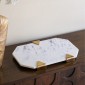 Artekko Marble Λευκός Μαρμάρινος Δίσκος Πλατό με Χρυσές Λεπτομέρειες (51.5x32.5x4)cm