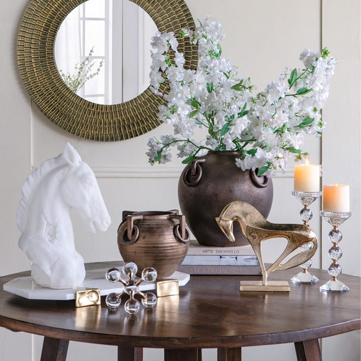 Artekko Marble Λευκός Μαρμάρινος Δίσκος Πλατό με Χρυσές Λεπτομέρειες (51.5x32.5x4)cm