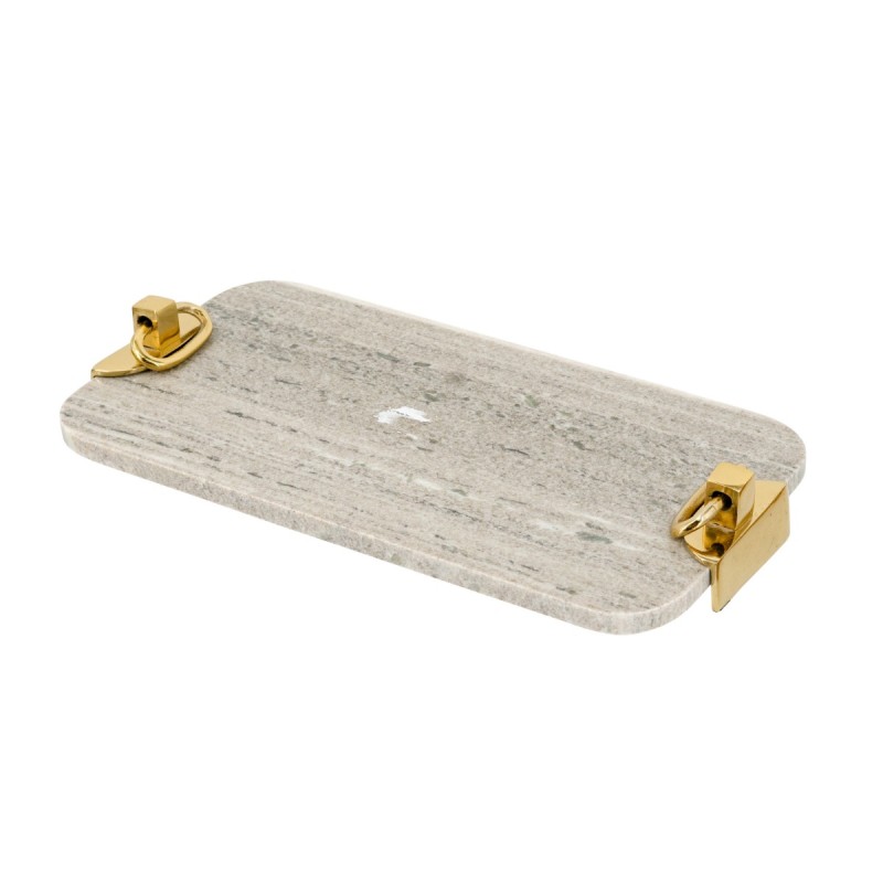 Artekko Marble Γκρι Μαρμάρινος Δίσκος Πλατό με Χρυσές Λεπτομέρειες (45.8x25.5x6.3)cm