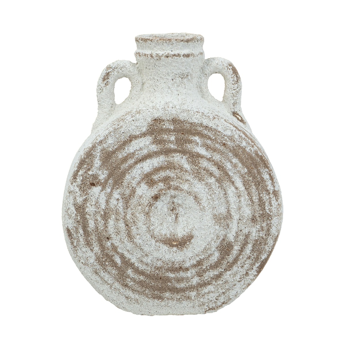 Artekko Antique Λευκό Κεραμικό Βάζο με Καφέ Λεπτομέρειες (18.5x8x23)cm