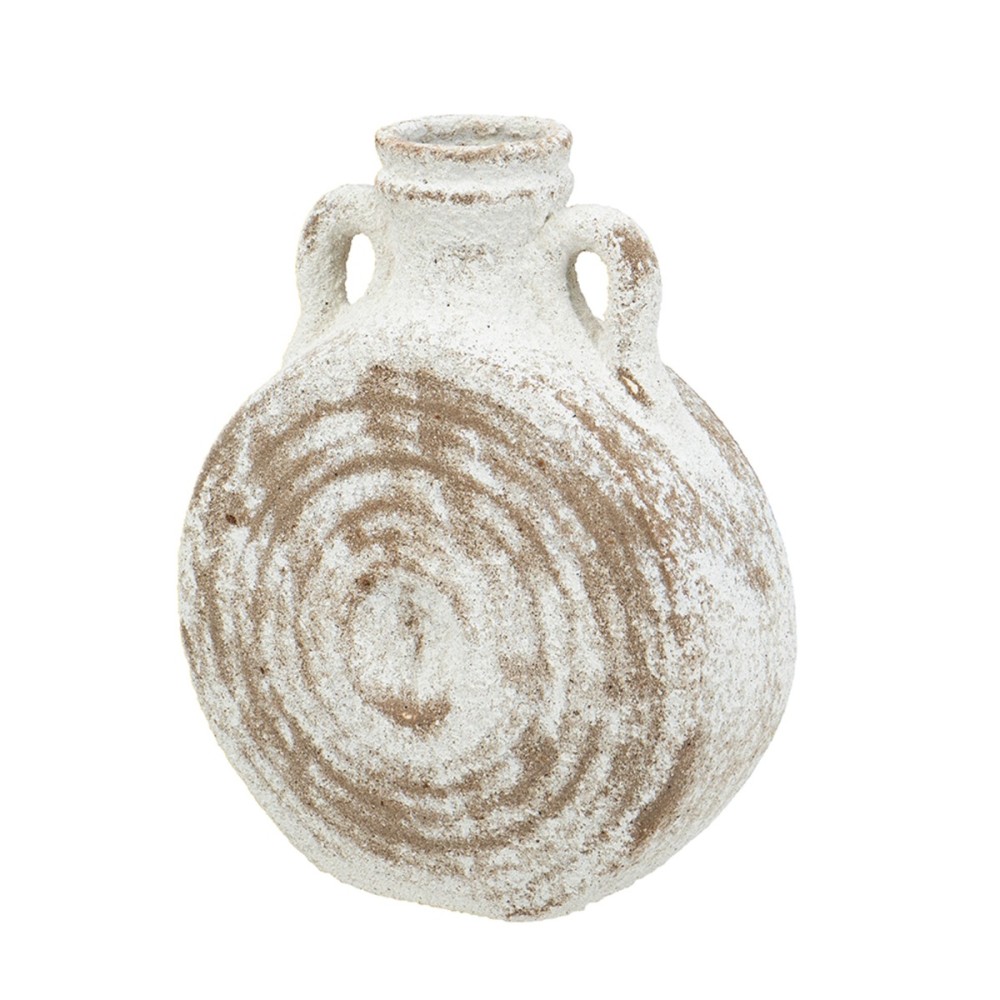 Artekko Antique Λευκό Κεραμικό Βάζο με Καφέ Λεπτομέρειες (18.5x8x23)cm