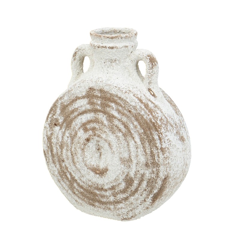 Artekko Antique Λευκό Κεραμικό Βάζο με Καφέ Λεπτομέρειες (18.5x8x23)cm