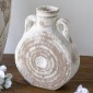Artekko Antique Λευκό Κεραμικό Βάζο με Καφέ Λεπτομέρειες (15.5x7x19.5)cm