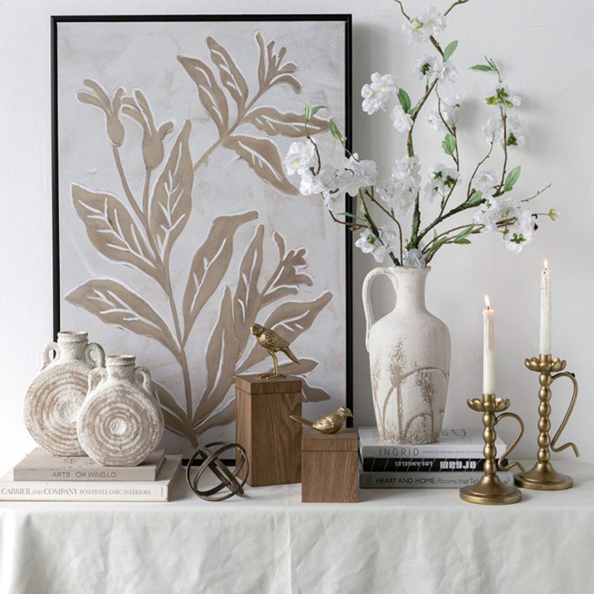 Artekko Antique Λευκό Κεραμικό Βάζο με Καφέ Λεπτομέρειες (15.5x7x19.5)cm