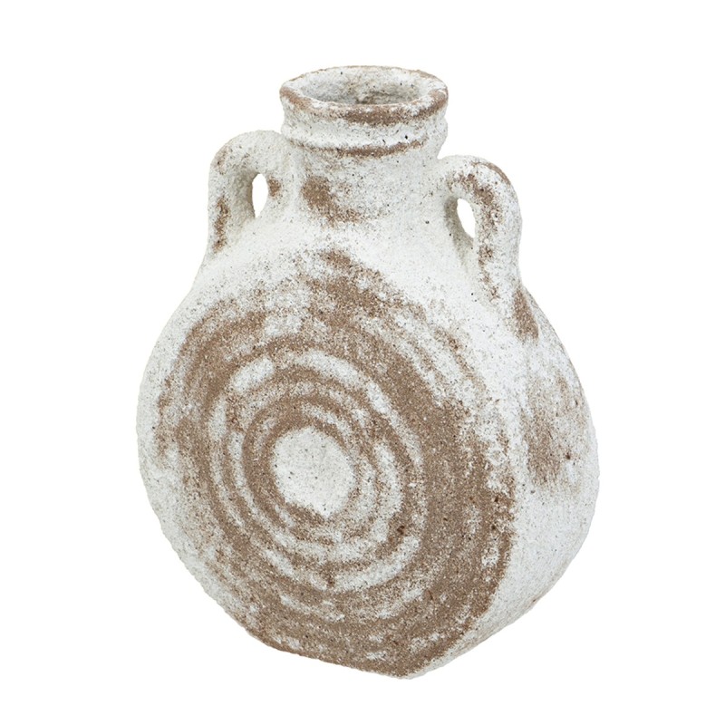 Artekko Antique Λευκό Κεραμικό Βάζο με Καφέ Λεπτομέρειες (15.5x7x19.5)cm