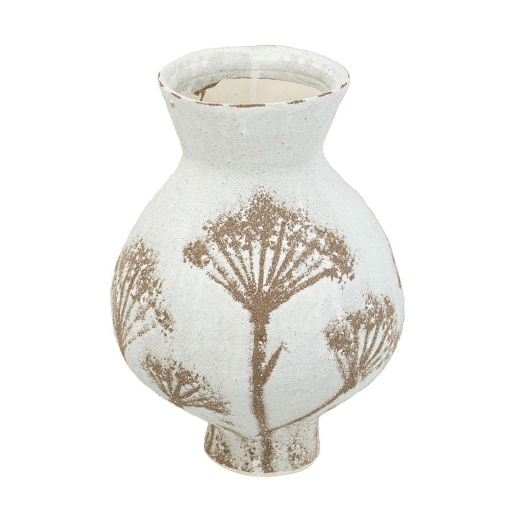 Artekko Antique Λευκό Κεραμικό Βάζο με Καφέ Λεπτομέρειες (20x20x28.5)cm