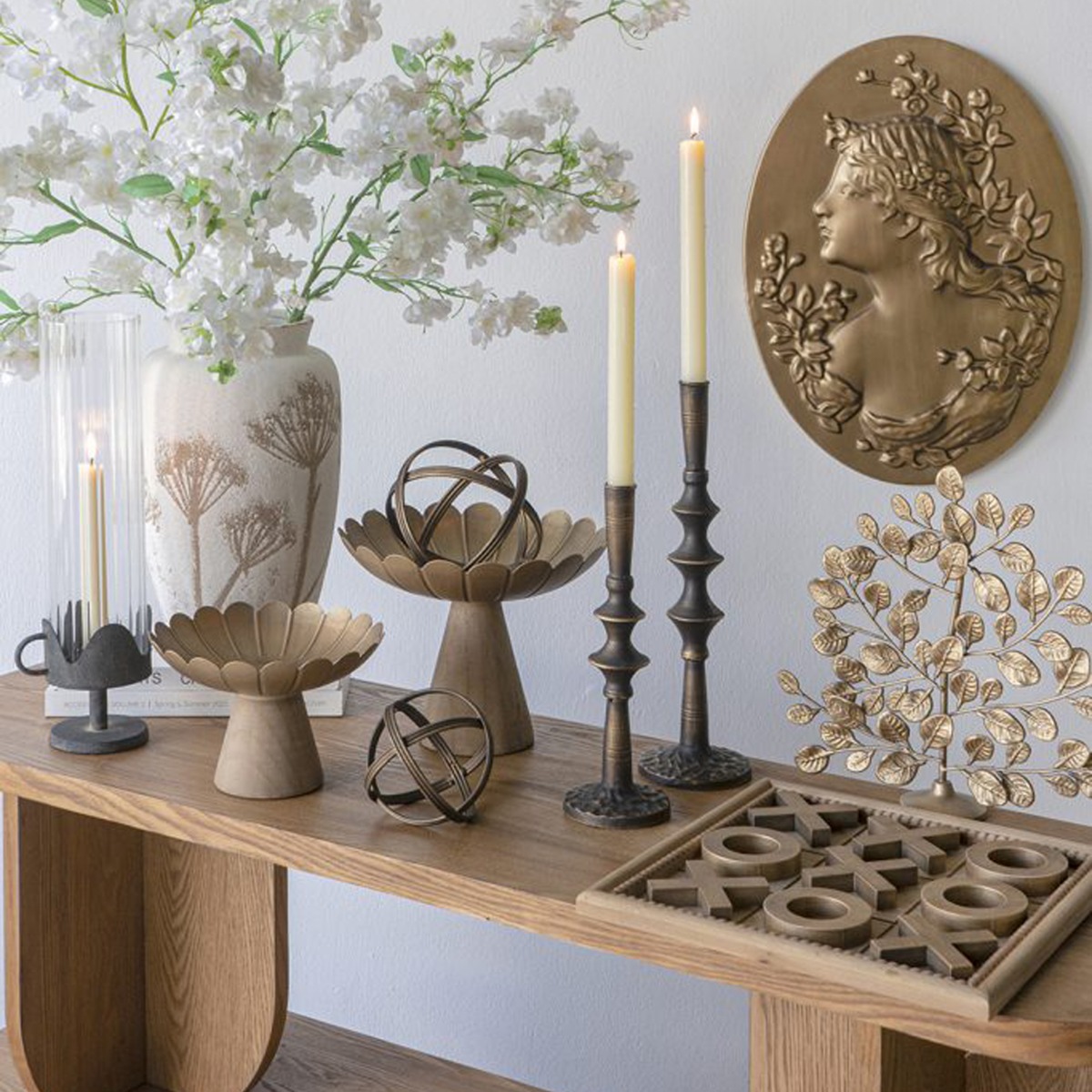 Artekko Antique Λευκό Κεραμικό Βάζο με Καφέ Λεπτομέρειες (20x20x35)cm