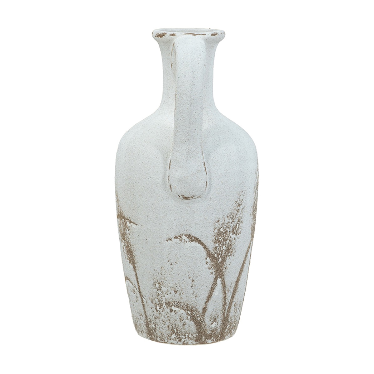 Artekko Antique Λευκό Κεραμικό Βάζο με Καφέ Λεπτομέρειες (17x15.5x34)cm