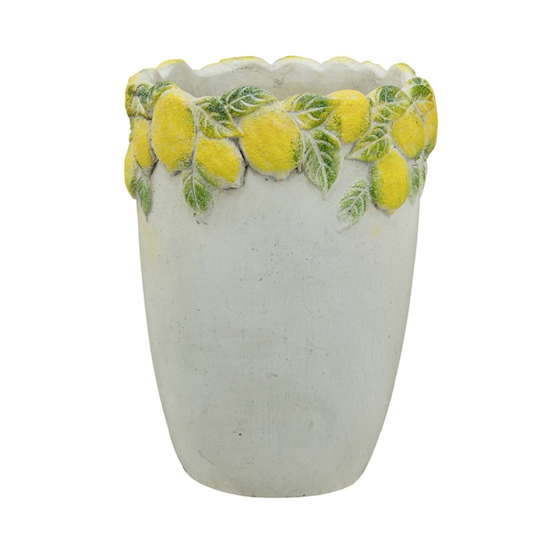 Artekko Lemon Εκρού Τσιμεντένιο Βάζο με Λεμόνια (17x17x22.5)cm