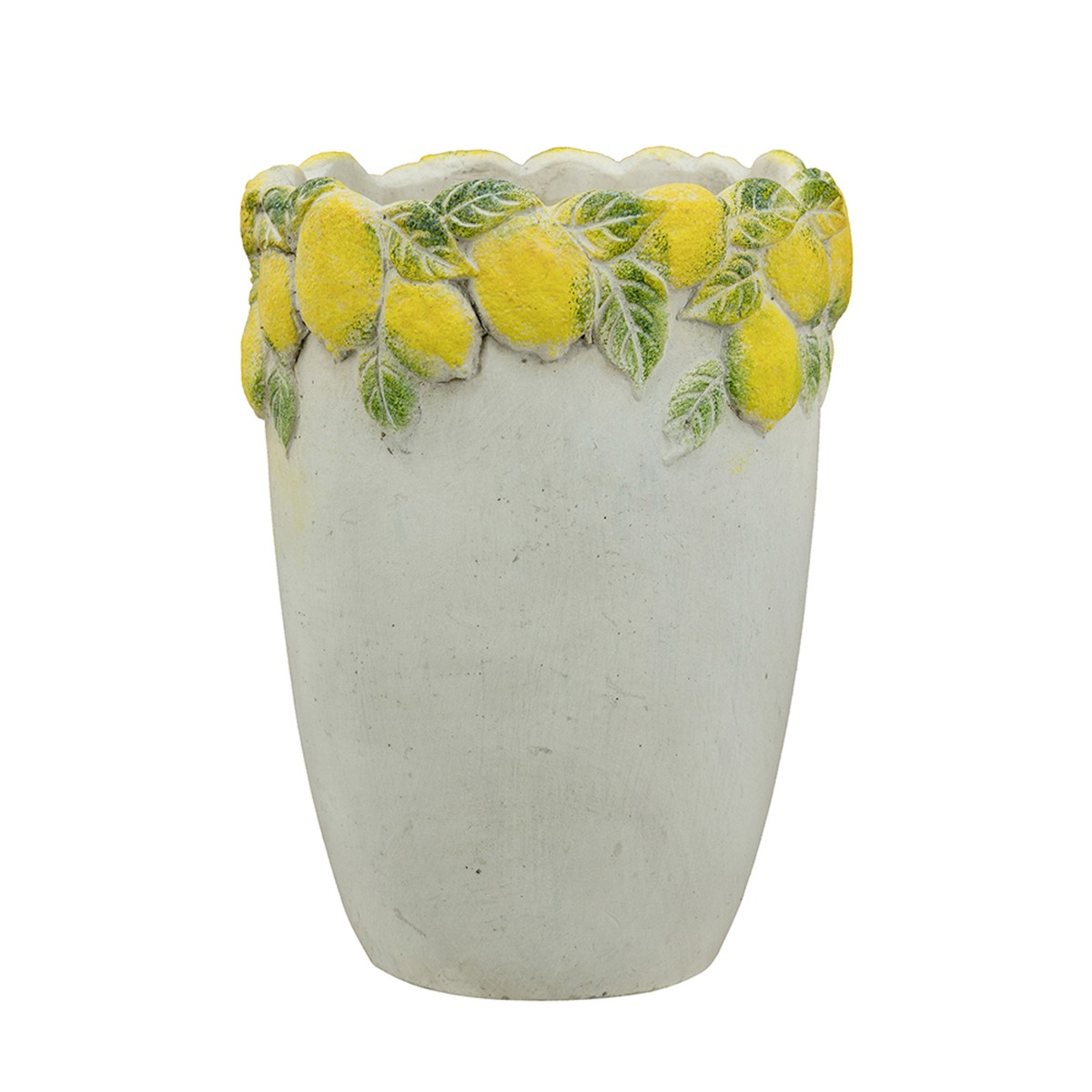 Artekko Lemon Εκρού Τσιμεντένιο Βάζο με Λεμόνια (17x17x22.5)cm