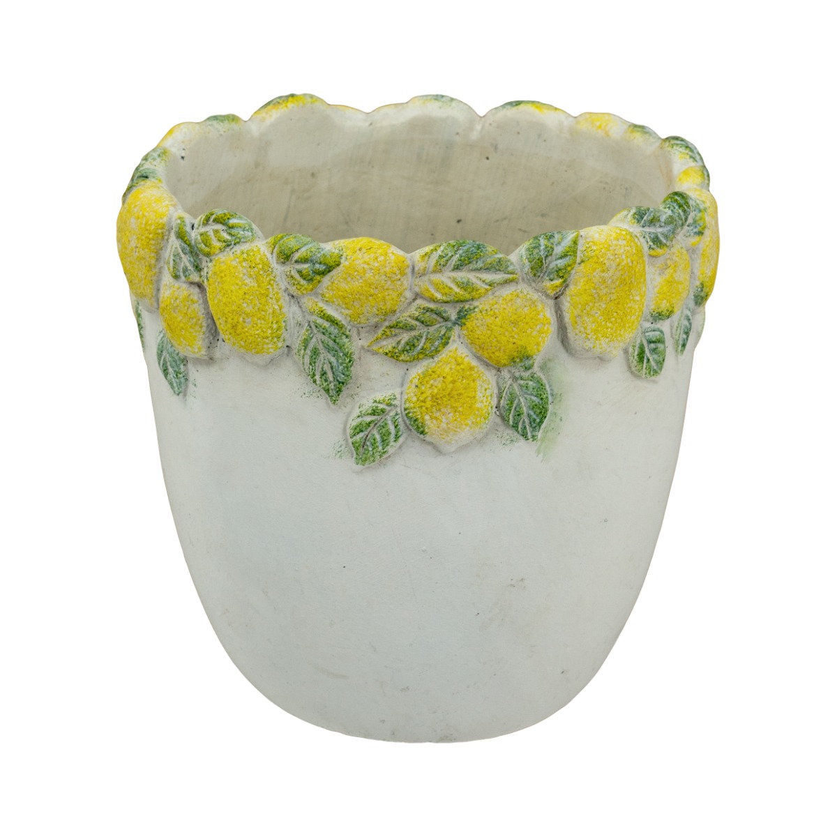 Artekko Lemon Εκρού Τσιμεντένιο Βάζο με Λεμόνια (19.5x19.5x19)cm