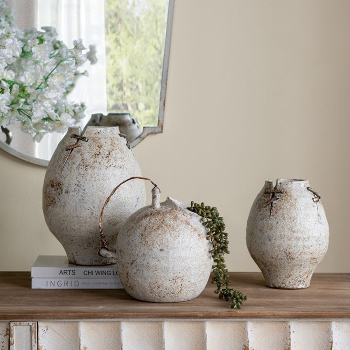 Artekko Antique Κεραμικό Βάζο σε Μπεζ Αποχρώση (25x21x26.2)cm