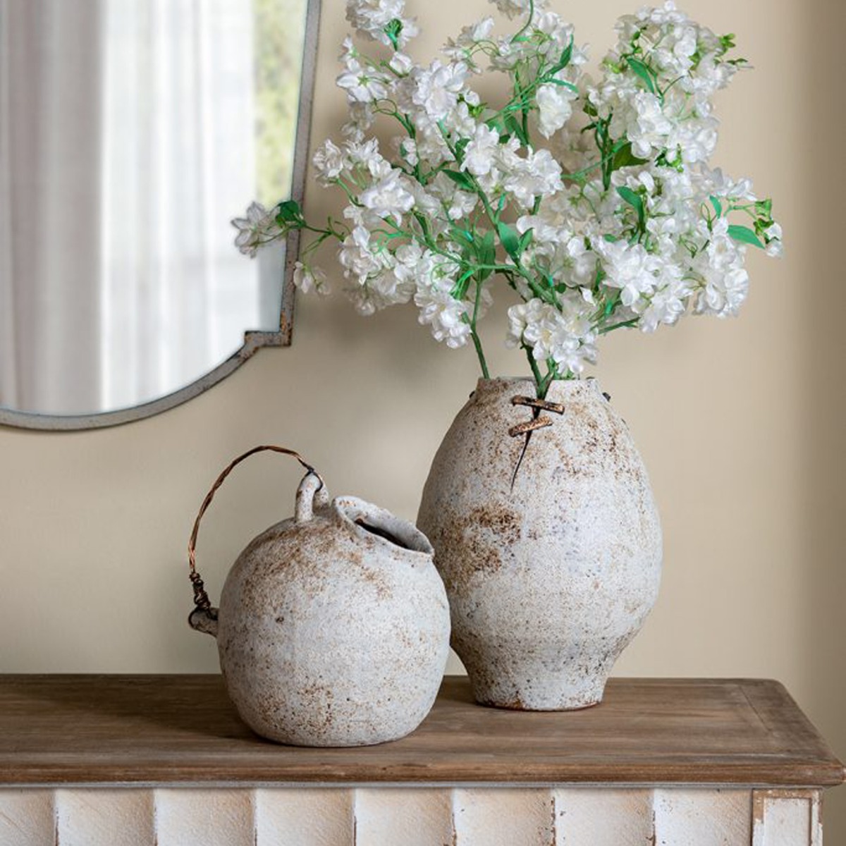 Artekko Antique Κεραμικό Βάζο σε Μπεζ Αποχρώση (25x21x26.2)cm