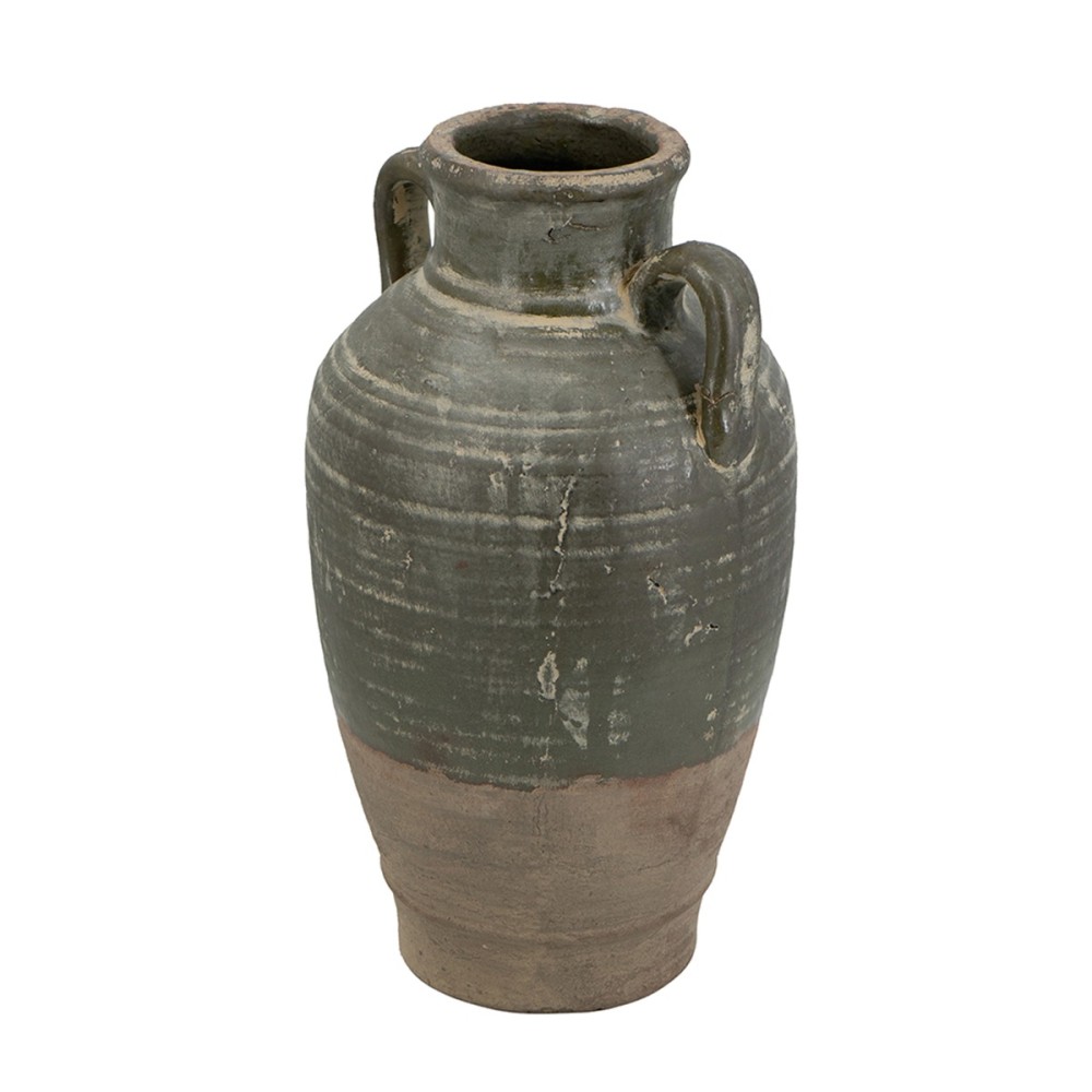 Artekko Antique Βάζο από Τερακότα σε Πράσινη με Μπεζ Αποχρώση (22x22x40)cm