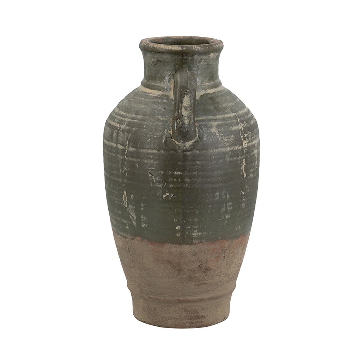 Artekko Antique Βάζο από Τερακότα σε Πράσινη με Μπεζ Αποχρώση (22x22x40)cm