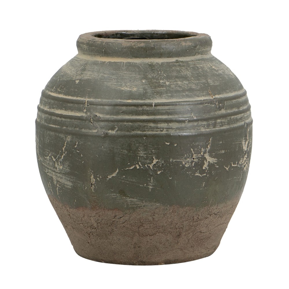Artekko Antique Βάζο από Τερακότα σε Πράσινη με Μπεζ Αποχρώση (26x26x25)cm