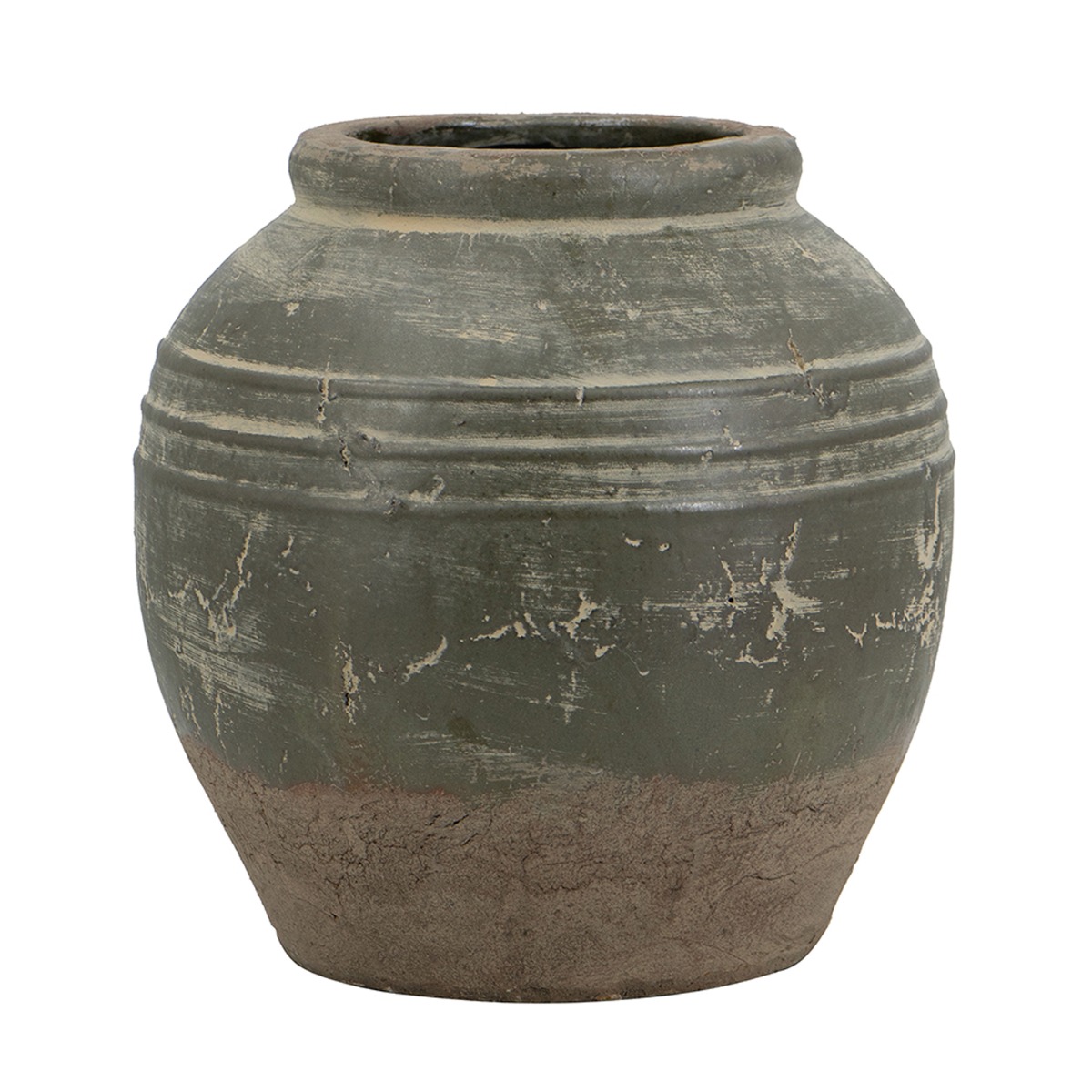 Artekko Antique Βάζο από Τερακότα σε Πράσινη με Μπεζ Αποχρώση (26x26x25)cm