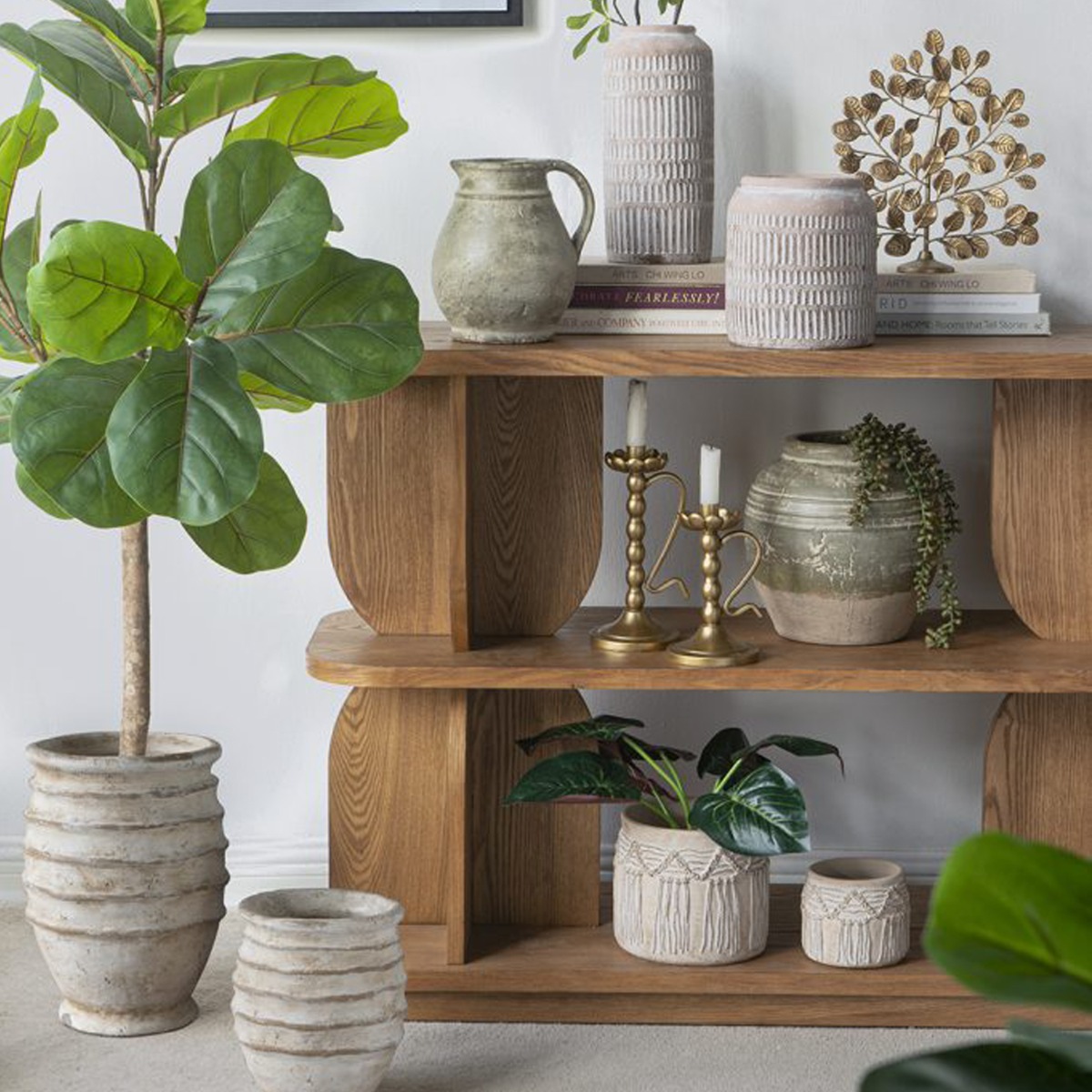 Artekko Antique Βάζο από Τερακότα σε Πράσινη με Μπεζ Αποχρώση (26x26x25)cm