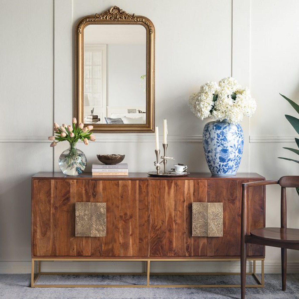 Artekko Melania Βάζο από Πορσελάνη σε Άσπρο και Μπλε (29x29x44.5)cm