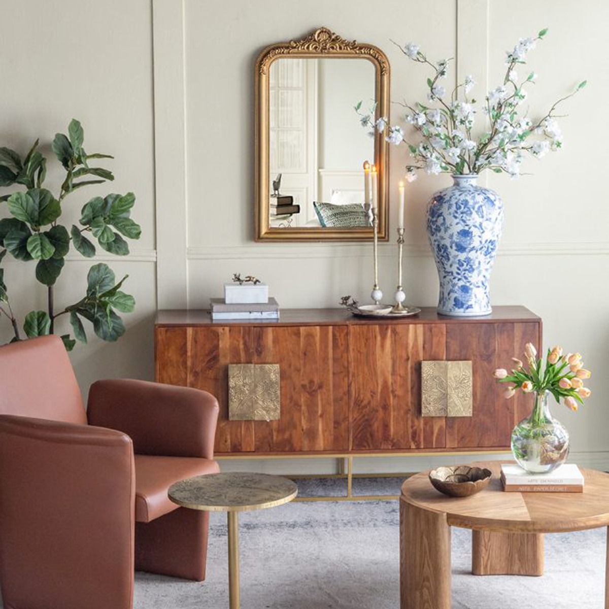 Artekko Melania Βάζο από Πορσελάνη σε Άσπρο και Μπλε (33x33x61)cm