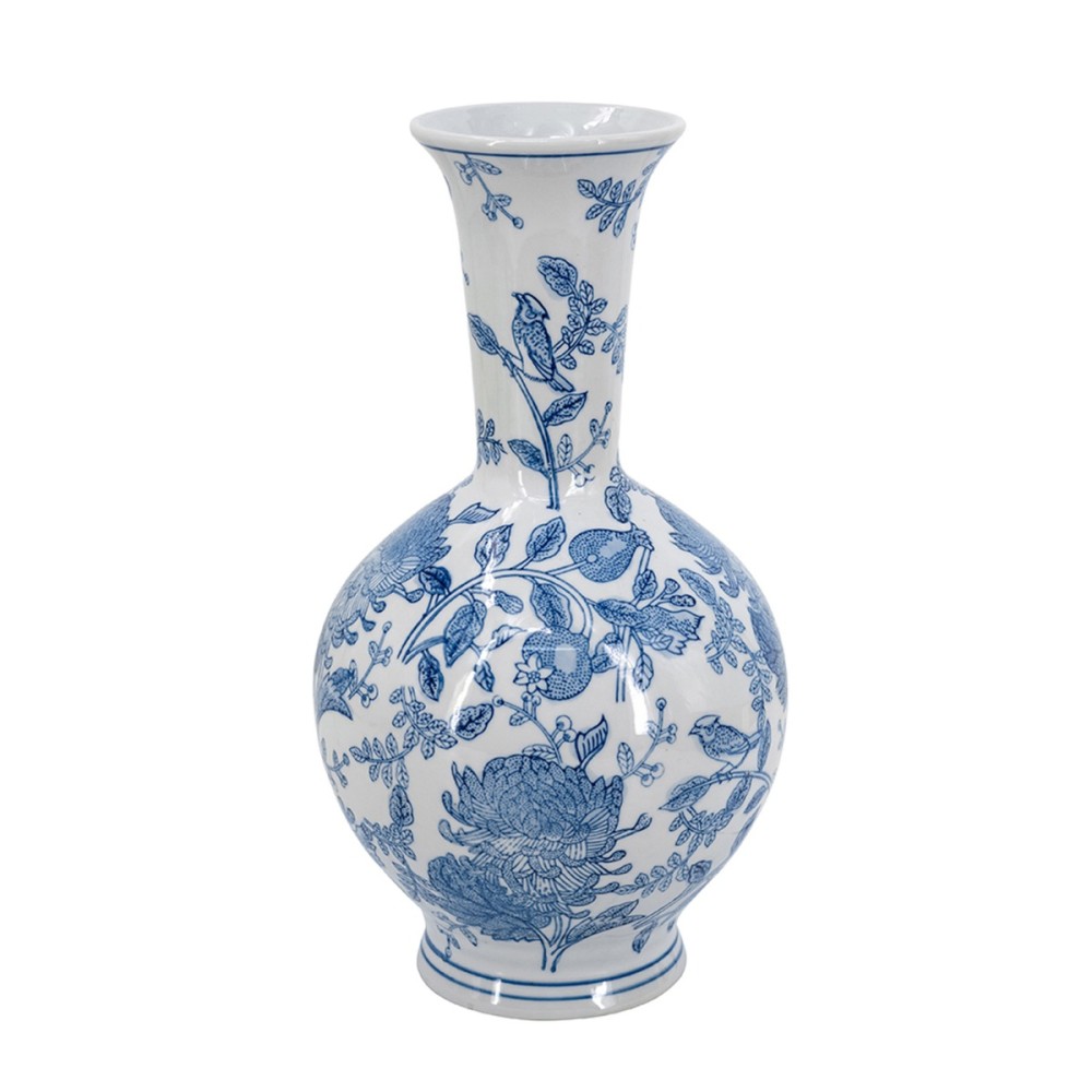 Artekko Melania Βάζο από Πορσελάνη σε Άσπρο και Μπλε (19.5x19.5x36)cm