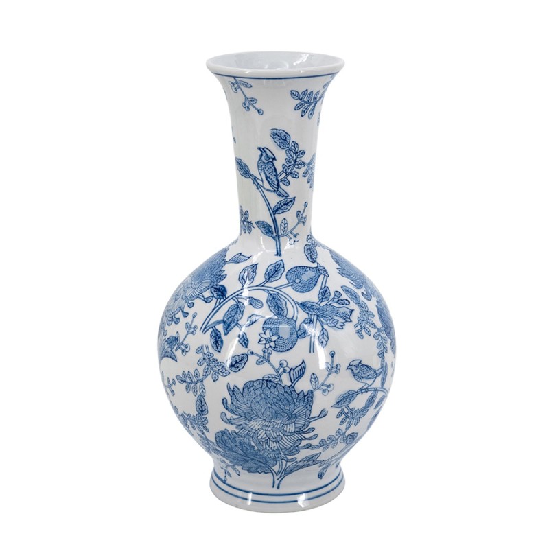 Artekko Melania Βάζο από Πορσελάνη σε Άσπρο και Μπλε (19.5x19.5x36)cm