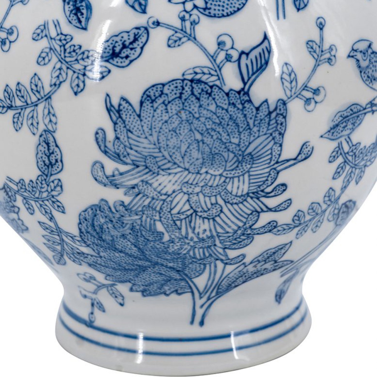 Artekko Melania Βάζο από Πορσελάνη σε Άσπρο και Μπλε (19.5x19.5x36)cm