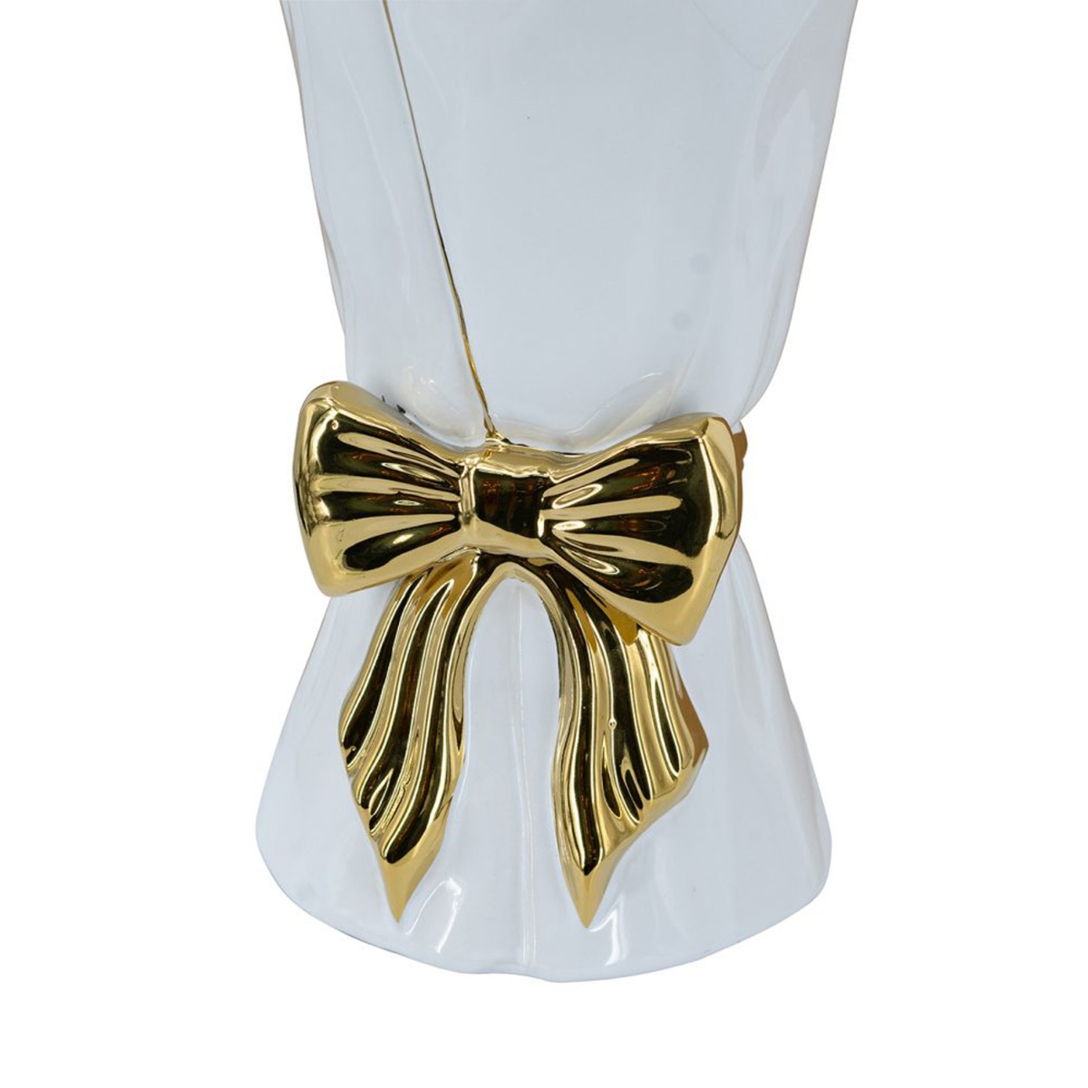 Artekko Glazed Λευκό Κεραμικό Βάζο με Χρυσές Λεπτομέρειες (15.5x15.5x30.7)cm