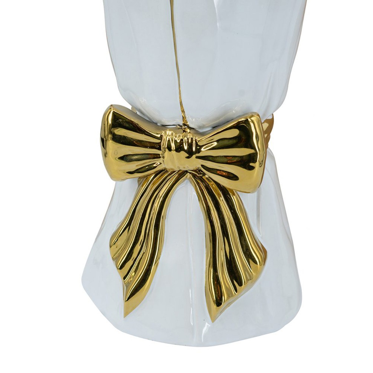 Artekko Glazed Λευκό Κεραμικό Βάζο με Χρυσές Λεπτομέρειες (17x17x37.5)cm