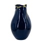 Artekko Glazed Μπλε Κεραμικό Βάζο με Χρυσές Λεπτομέρειες (20x20x34.5)cm