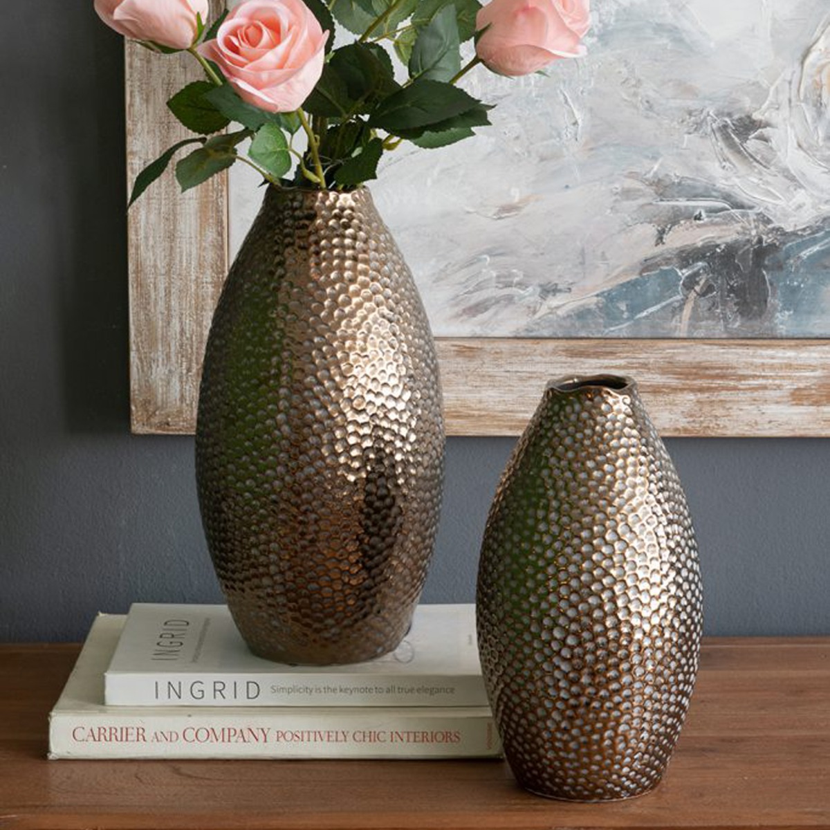 Artekko Lidded Μπρονζέ Κεραμικό Βάζο (18x18x32)cm