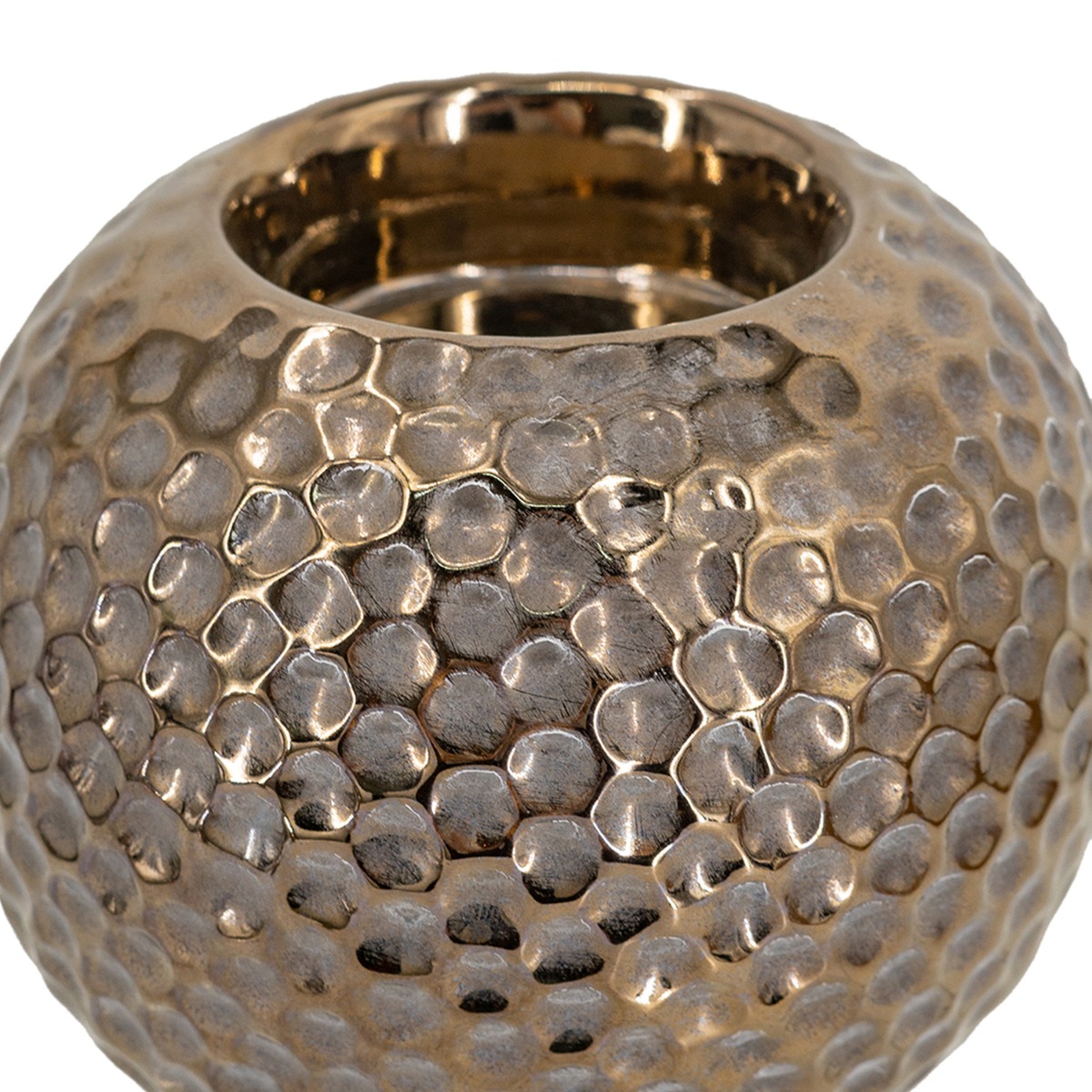 Artekko Lidded Μπρονζέ Κεραμικά Κηροπήγια (11x11x9)cm 2pcs