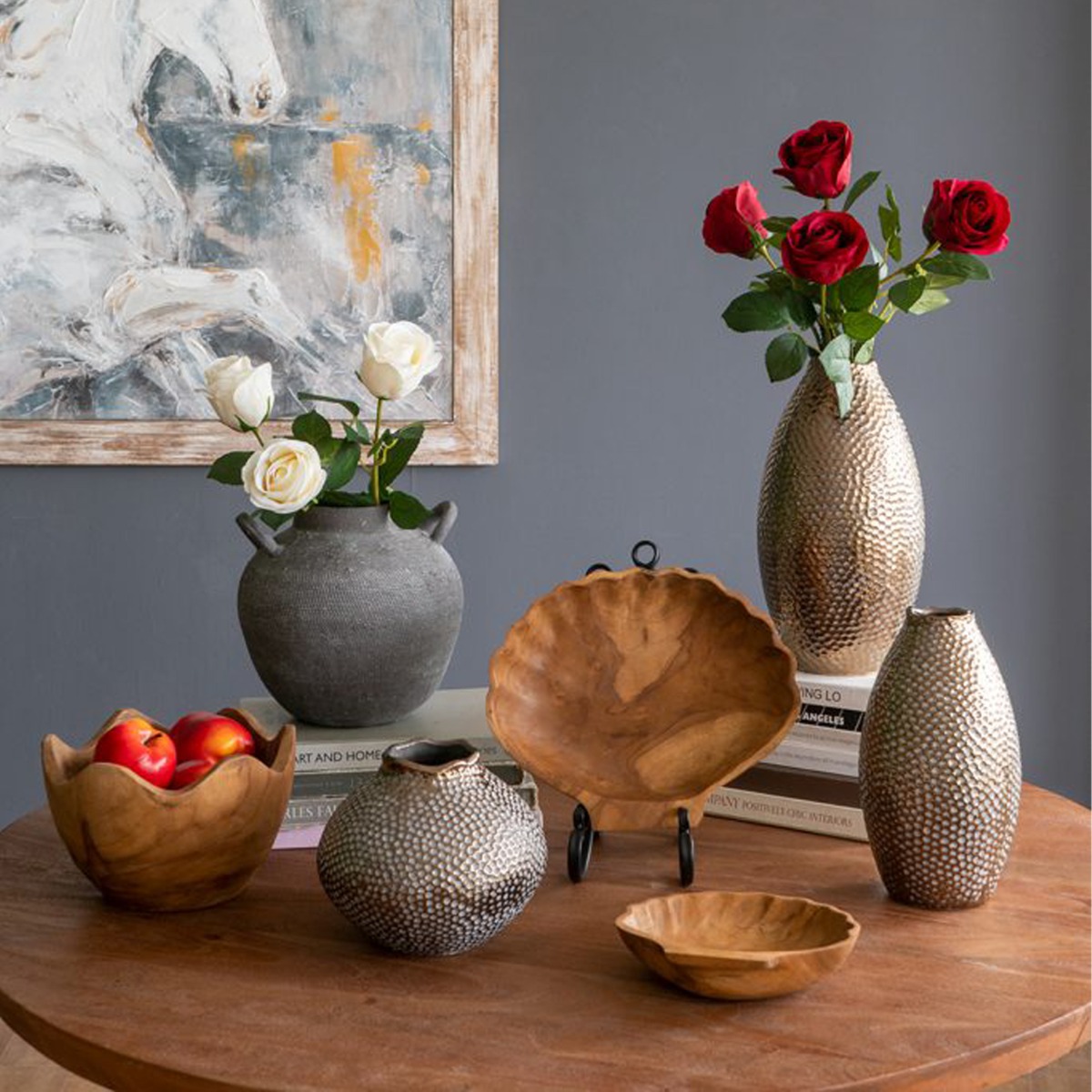 Artekko Lidded Μπρονζέ Κεραμικά Κηροπήγια (11x11x9)cm 2pcs