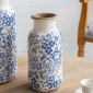 Artekko Aging Λευκό Κεραμικό Βάζο με Μπλε Λουλούδια (14.5x14.5x31.7)cm