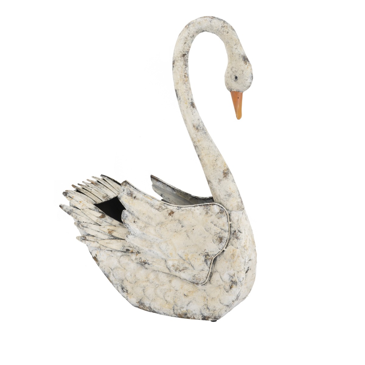 Artekko Swan Μεταλλικό Κασπώ Κύκνος σε Λευκή Πατίνα (50x21.5x75)cm