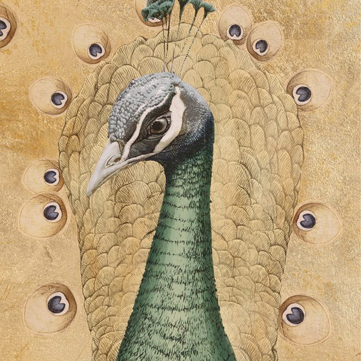 Artekko Canvasia Χρυσός Πίνακας με Παγώνι σε Καμβά (78x3.5x118)cm