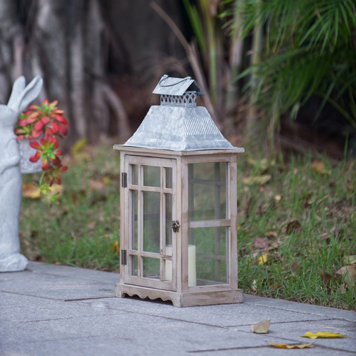 Artekko Lantern Καφέ Ξύλινα Διακοσμητικά Φανάρια (36x25.5x65)cm (28x17.8x53.4)cm 2pcs