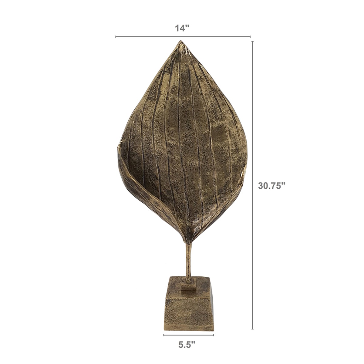 Artekko Luxe Χρυσό Μεταλλικό Διακοσμητικό Γλυπτό Φύλλου (35.5x14x78)cm