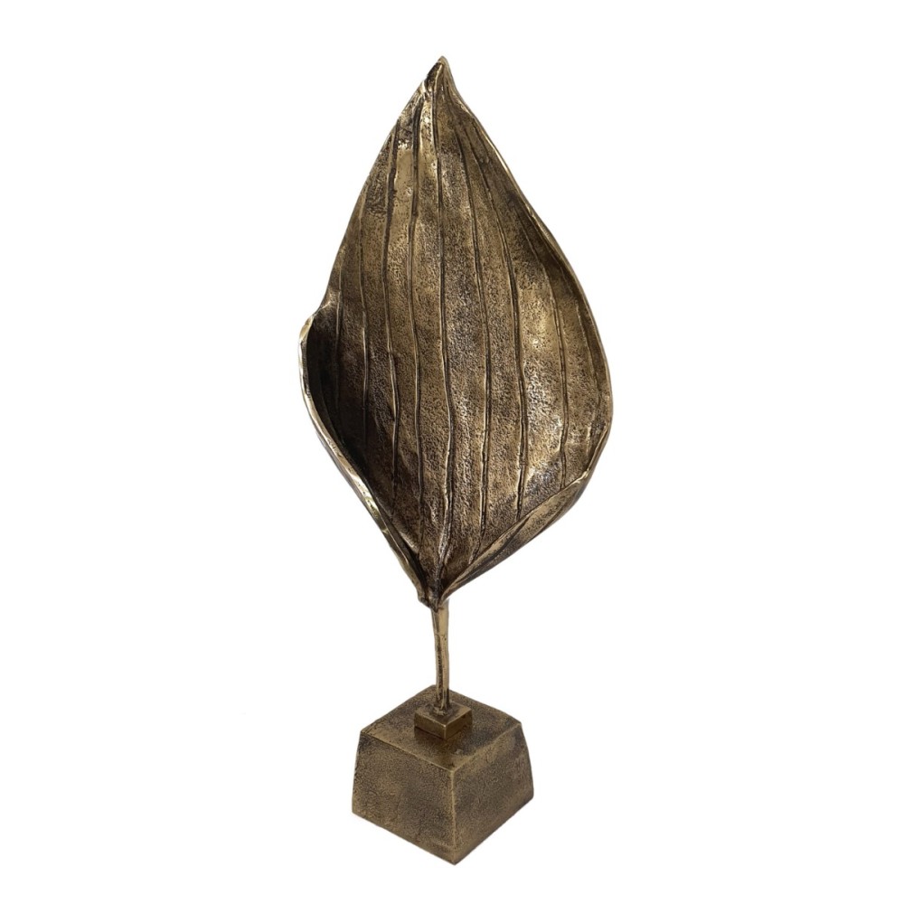 Artekko Luxe Χρυσό Μεταλλικό Διακοσμητικό Γλυπτό Φύλλου (35.5x14x78)cm