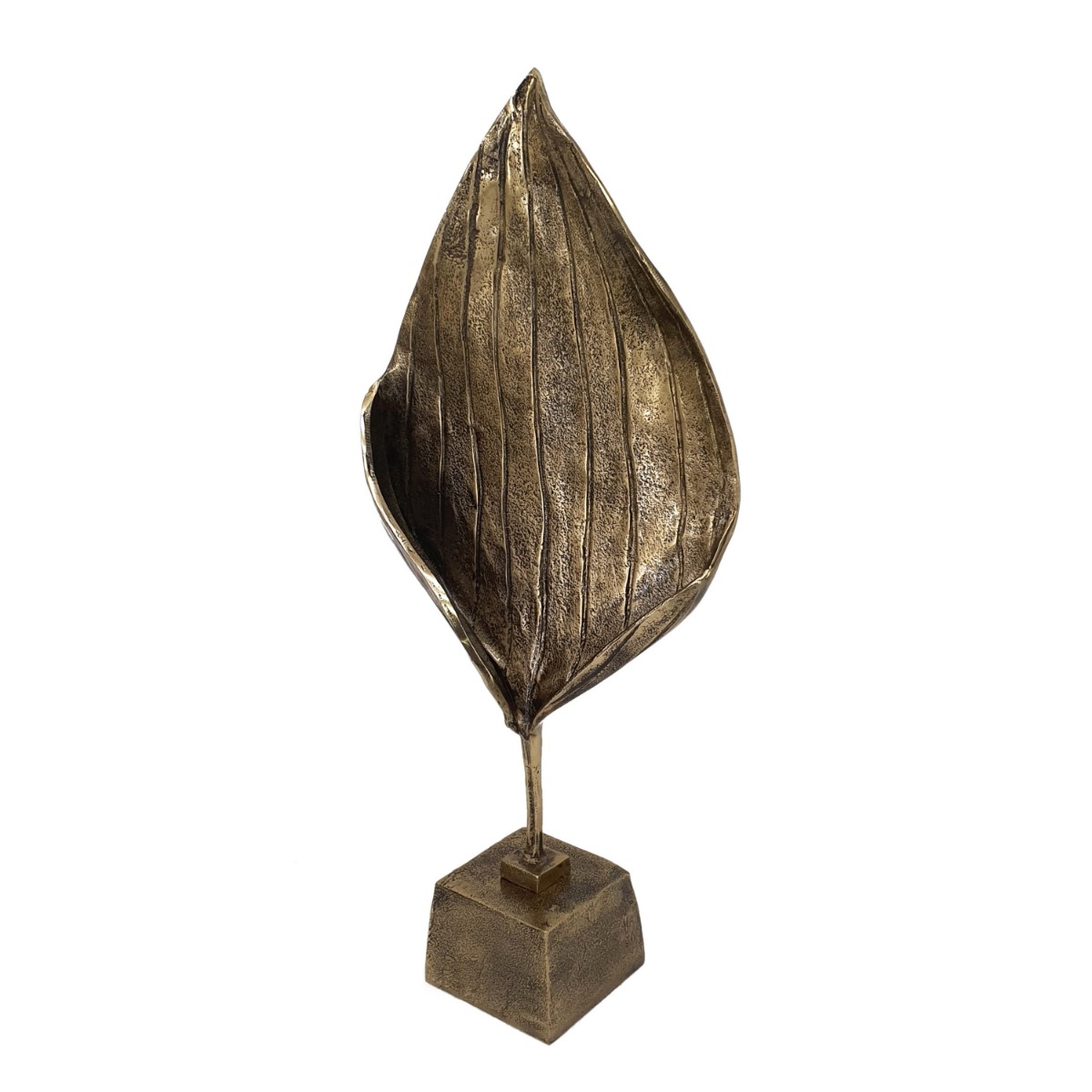 Artekko Luxe Χρυσό Μεταλλικό Διακοσμητικό Γλυπτό Φύλλου (35.5x14x78)cm