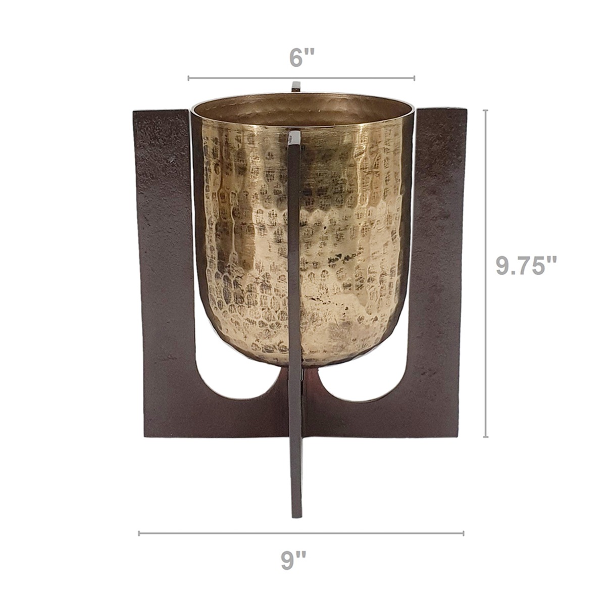 Artekko Luxe Χρυσό Μεταλλικό Βάζο σε Βάση (22.8x22.8x24.8)cm